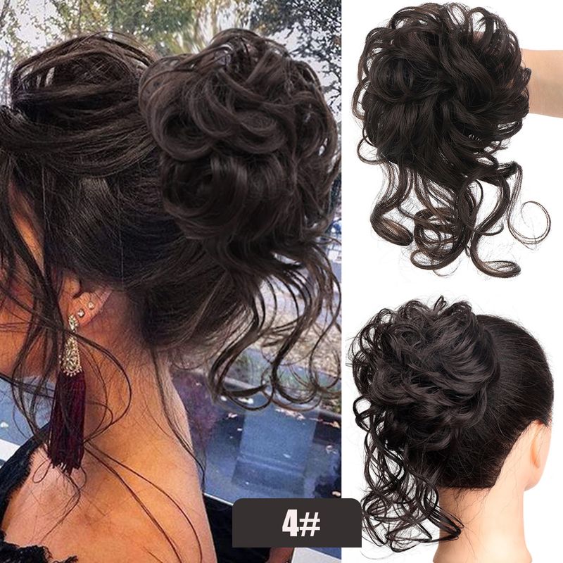 Extension per capelli Parrucca Anello per capelli Testa a sfera Alta temperatura Seta Soffice e disordinato Barba lunga Chignon a sfera 25 cm_voghion.com