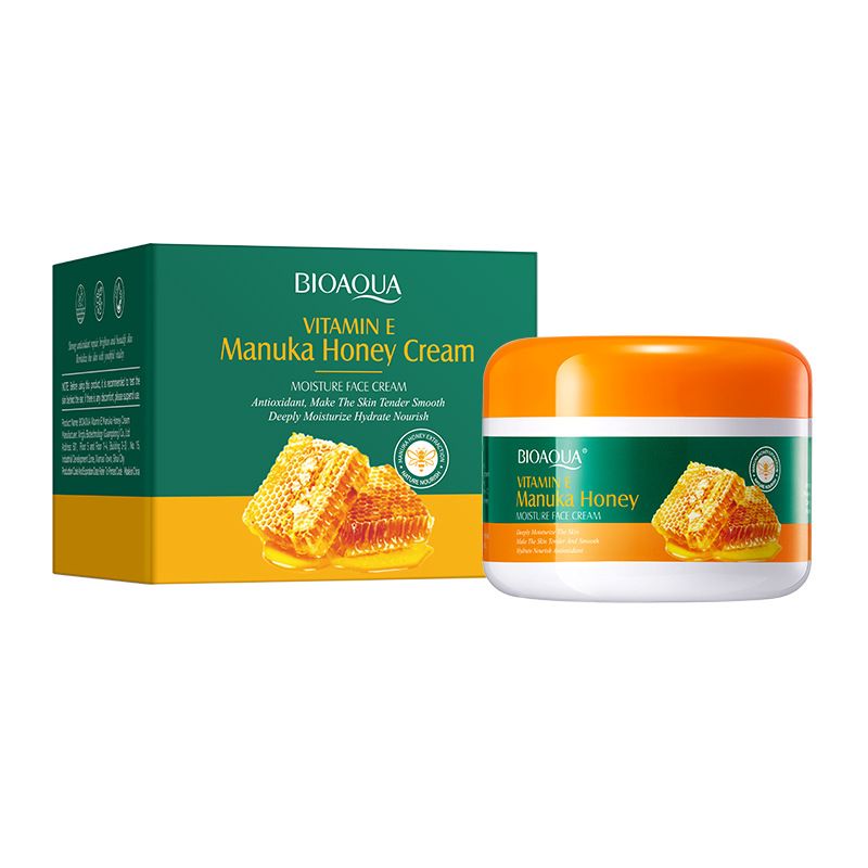 Crema hidratante con miel de Manuka y vitamina E de BIOAOUA en inglés completo_voghion.com