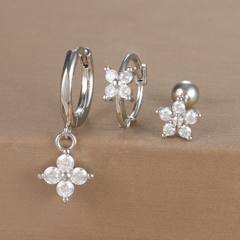 Gioielli e accessori orecchini geometrici alla moda, set di orecchini floreali con micro zirconi intarsiati, orecchini da donna leggeri e di lusso personalizzati in tre pezzi_voghion.com