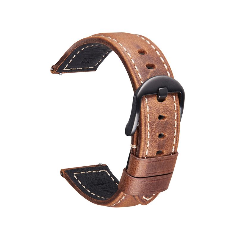 Premium Genuine Leather Watch Band For Smartwatches - 22mm Quick Release Strap, Classic Retro Design, Soft & Durable, Multiple Color Options_voghion.com