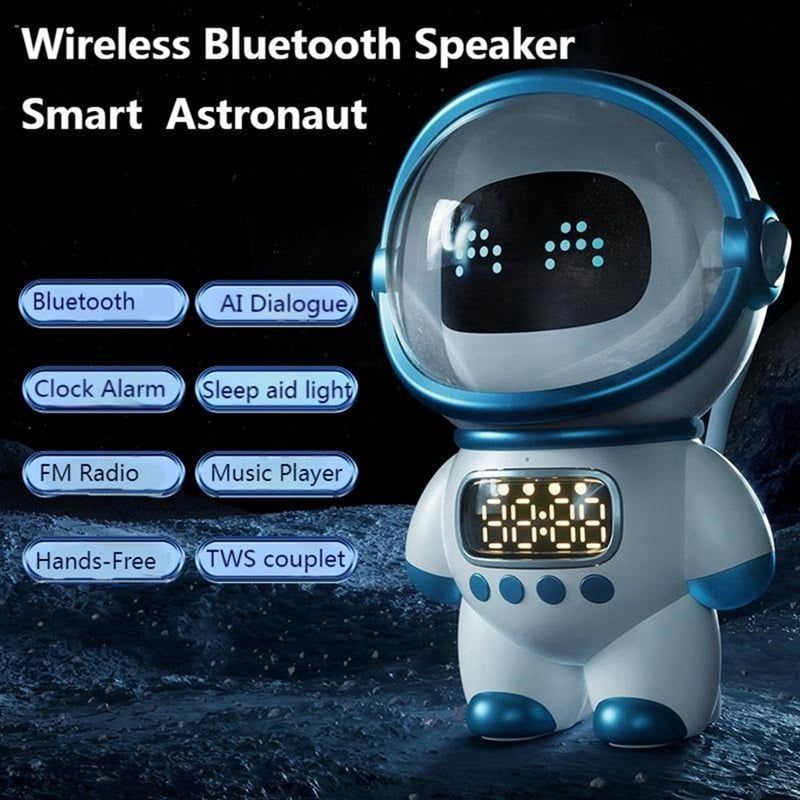 Smart Robot Wireless Bluetooth Speaker Sound Box Audio Alarm Clock FM Radio For Boy Girl Student Gift,1 * AI Robot,White_voghion.com