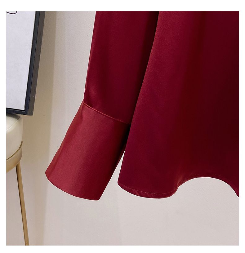 Elegante Damenbluse in Übergröße mit Schal-Fliege-Kragen – Weiches Chiffon-Langarmhemd für Büro und Freizeit_voghion.com