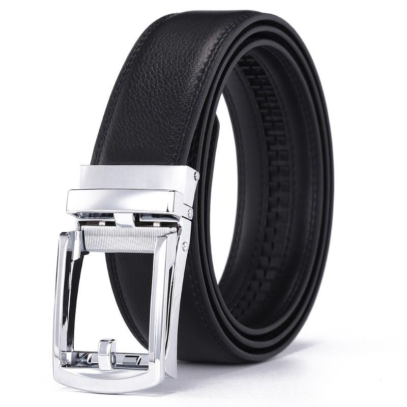 2024 New Fashion Versatile Leather Belt Men's Automatic Buckle Belt Cowhide Belt False Needle Buckle Belt_voghion.com