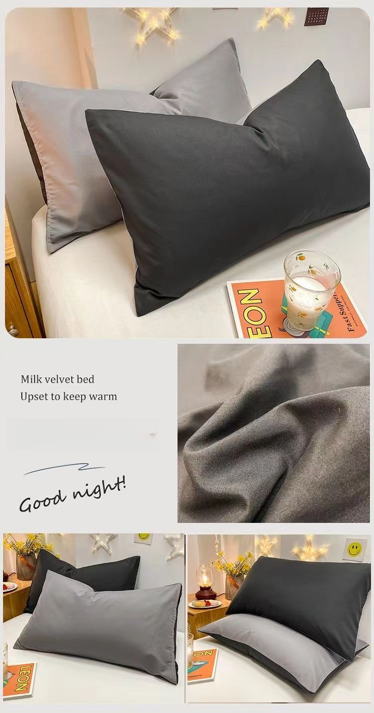 Solid Color Pillowcases Pair Washed Cotton Soft Core Thickened Pillowcase Single Dormitory Pillow Cover Minimalist Style_voghion.com