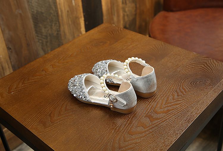 Children's Leather Shoes Girls Performance Shoes Silver Princess Shoes Spring Shiny Girls Shoes Girls Crystal Sequin Shoes_voghion.com
