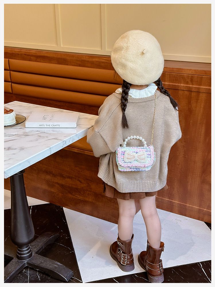 Andralyn Bērnu soma Modes plecu soma karikatūra Pearl Bow Crossbody Bag Mini Princess Zero Wallet_voghion.com