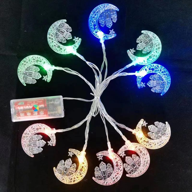 Cross-Border LED String Festival Decoration Colorful Star Accompanying Moon Flashing Lights Wholesale_voghion.com