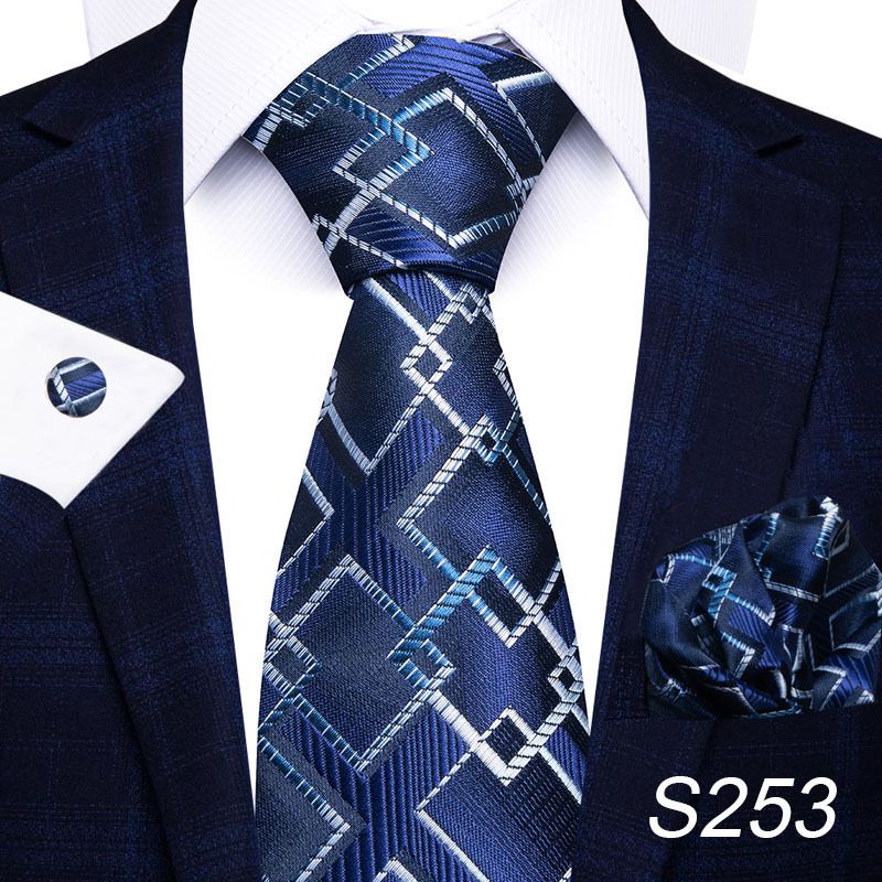 Corbata de seda de poliéster de alta calidad unisex para hombre, corbata formal de color sólido, bolsillo, toalla, gemelos, juego de jacquard_voghion.com