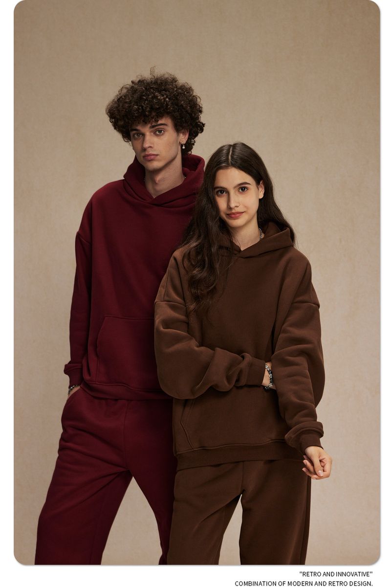 Felpa con cappuccio oversize da uomo in pile con tessuto anti-pilling da 400 g/m², felpa streetwear per l'inverno (disponibile in 12 colori)_voghion.com
