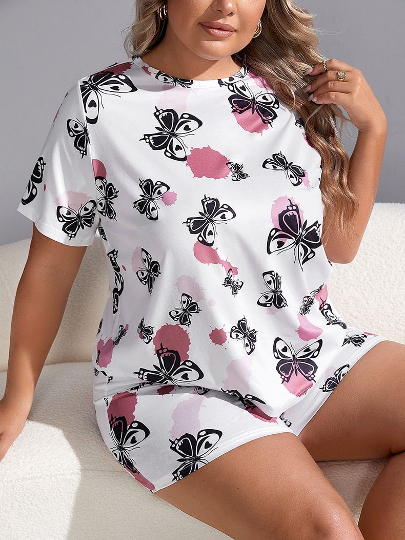 Conjunto de pantalones y pantalones para mujer, de talla grande, con botones, estampados sólidos y cuello mini, de verano, muy vendido, atuendo antiarrugas_voghion.com