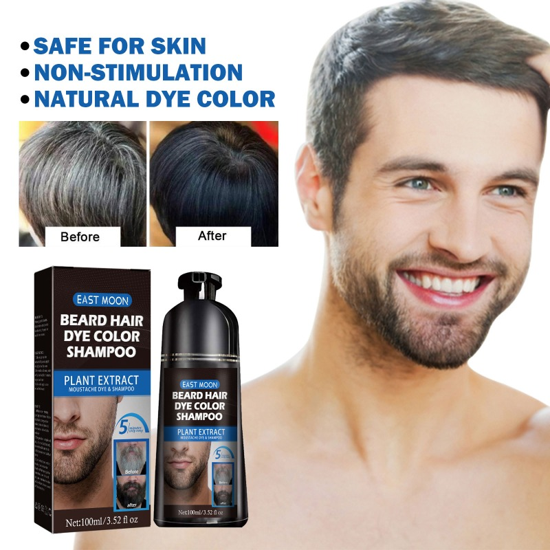 Natural Beard Dye Shampoo Permanent Repair White Grey Hair Removal Instant Mustache Dying Blacking Fast Beard Coloring For Men_voghion.com