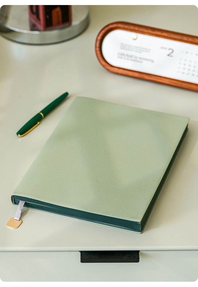 Ofis Malzemeleri Ağır Kalın B5 Büyük Defter Lychee Desen Yumuşak Deri Özel Baskılı Logo İş Çalışma Ofis Not Defteri_voghion.com