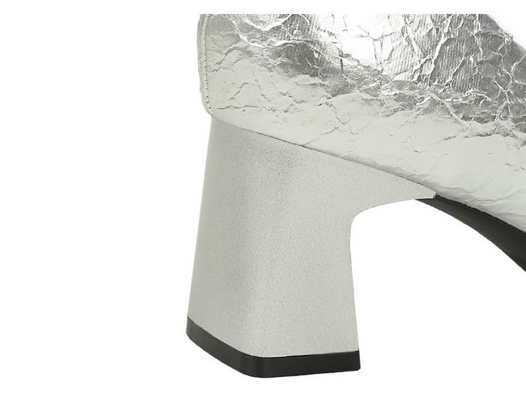 Patchwork Pendlerschuhe mit hohem Absatz, mittlerem Absatz, klobiger quadratischer Zehenpartie und schlichten Schuhen_voghion.com