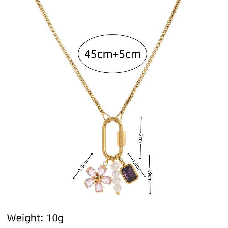 Bijoux pour femmes en acier inoxydable, placage sous vide au four, véritable or, anneau ouvert torsadé, perle, trombone, chaîne de base détachable_voghion.com