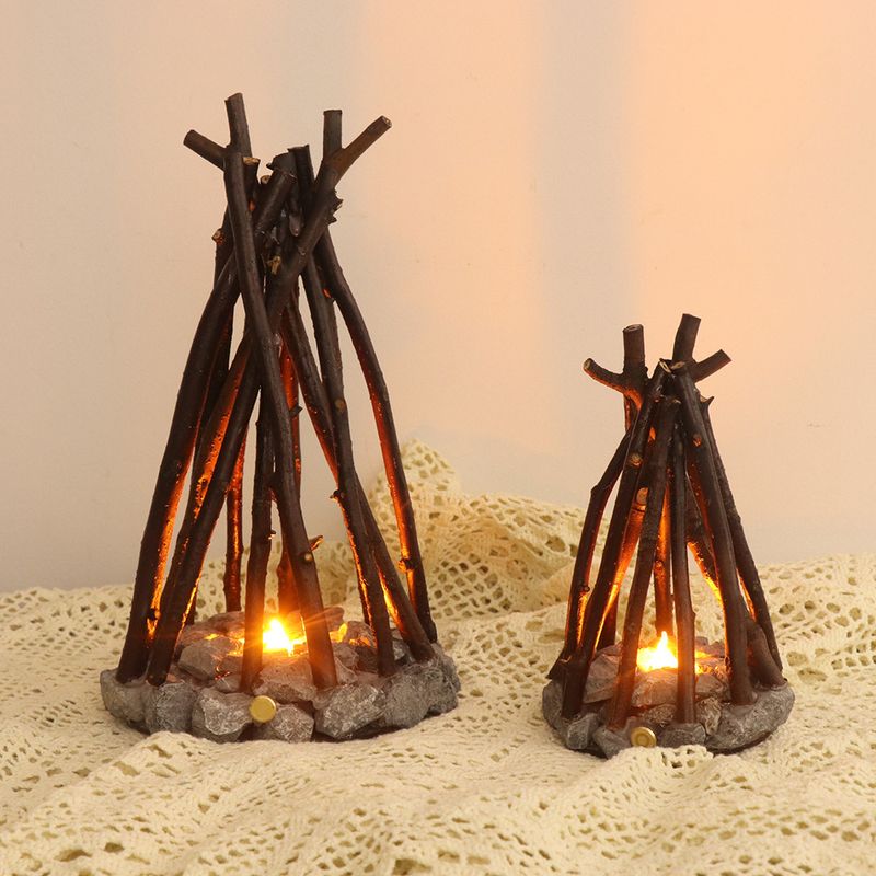 Creative Night Light Simple Retro Decoration Handmade Tree Branch Shape LED Burning Campfire Homestay Three-Dimensional_voghion.com