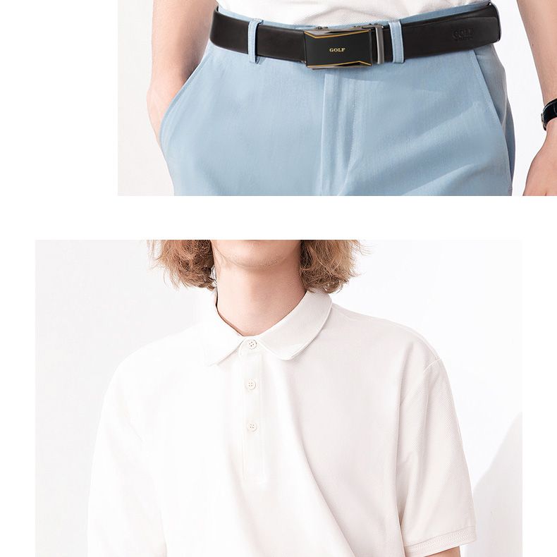 HOT GOLF Herren Gürtel aus echtem Leder mit automatischer Schnalle, trendiger Casual Business-Hosengürtel, vielseitig und einfach_voghion.com