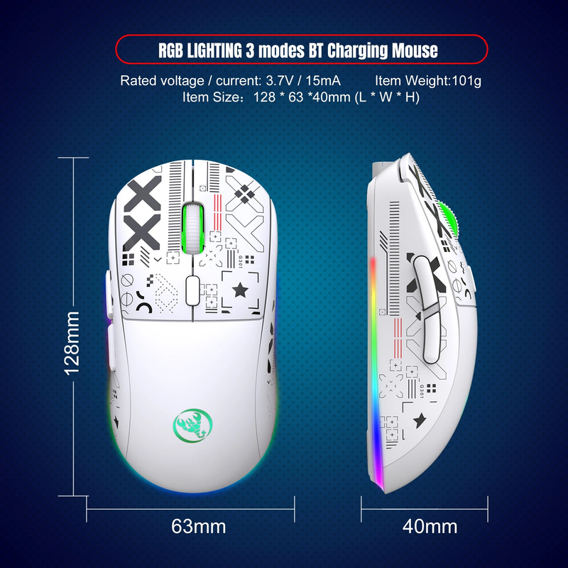3 režiimiga Bluetoothi mängude taaslaetav 2,4G USB juhtmeta RGB taustavalgustusega hiir iPadi tahvelarvuti sülearvutile_voghion.com