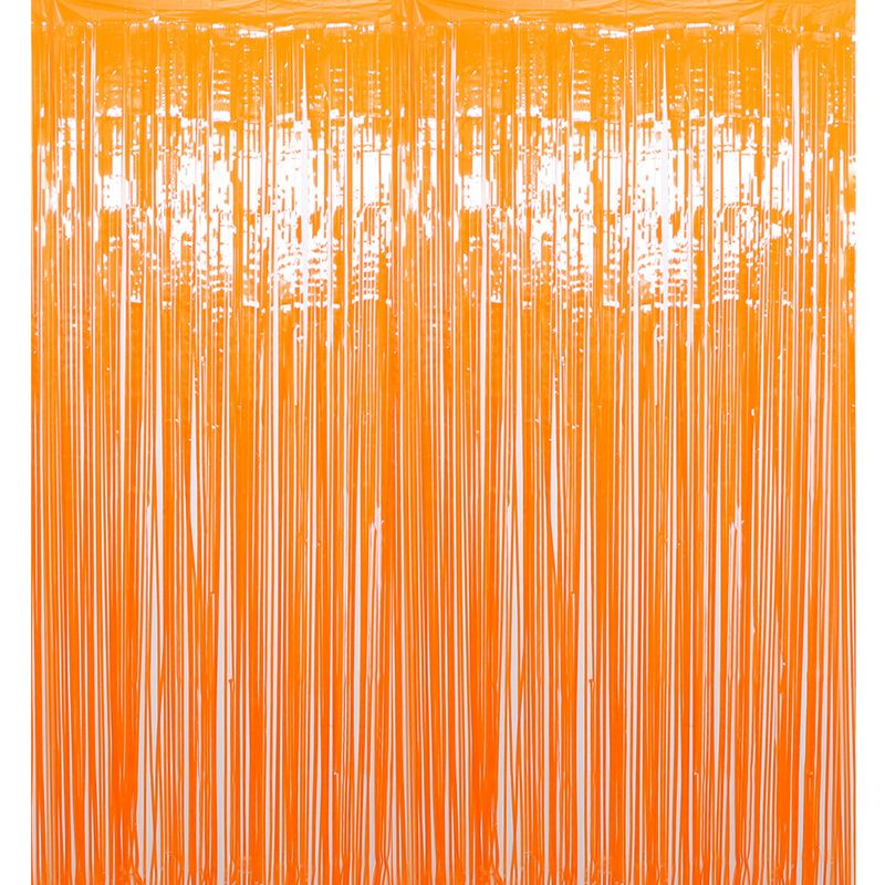 "2x1m Halloween Party Decoration Backdrop - Black & Orange Bat Fringe Curtain For Spooky Themed Events"_voghion.com