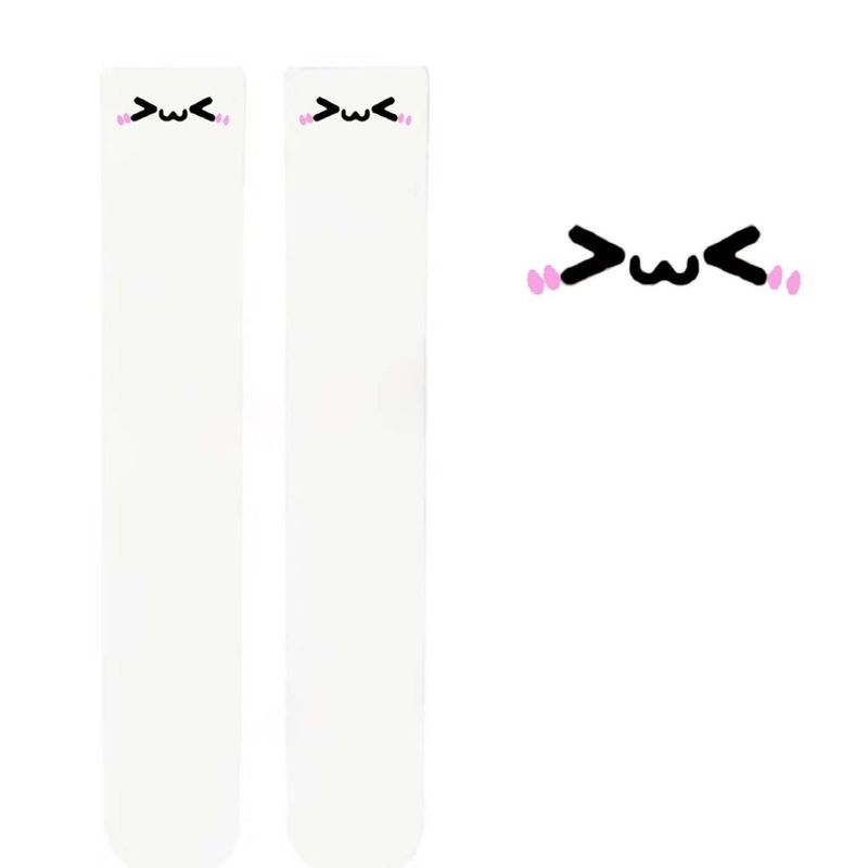 Medias largas de terciopelo con estampado de gato adorable por encima de la rodilla, estilo anime, para niña, estilo JK_voghion.com