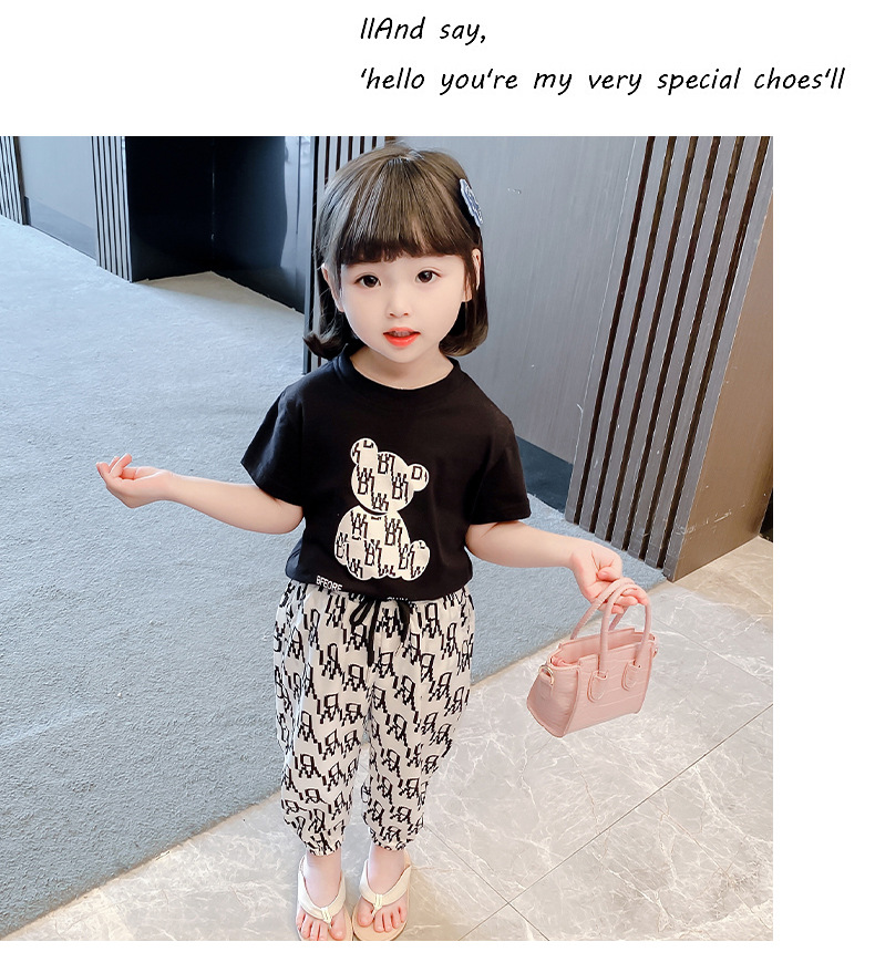 Set de două piese pentru băieți și fete, vară nouă, pantaloni casual, lejer, cu imprimeu, tricou, mărime mică și medie, la modă, pentru copii mari_voghion.com