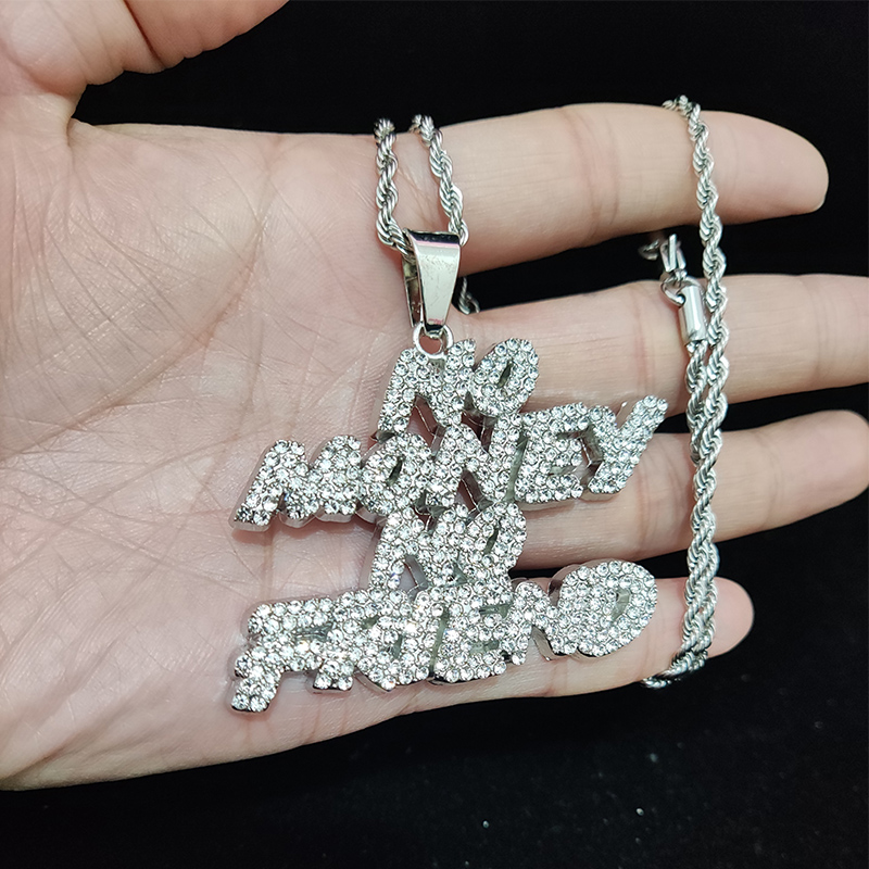 Bărbați, femei, hip hop, fără bani, fără prieteni, colier cu pandantiv cu lanț cubanez de 13 mm, coliere cu gheață hip hop, moda_voghion.com