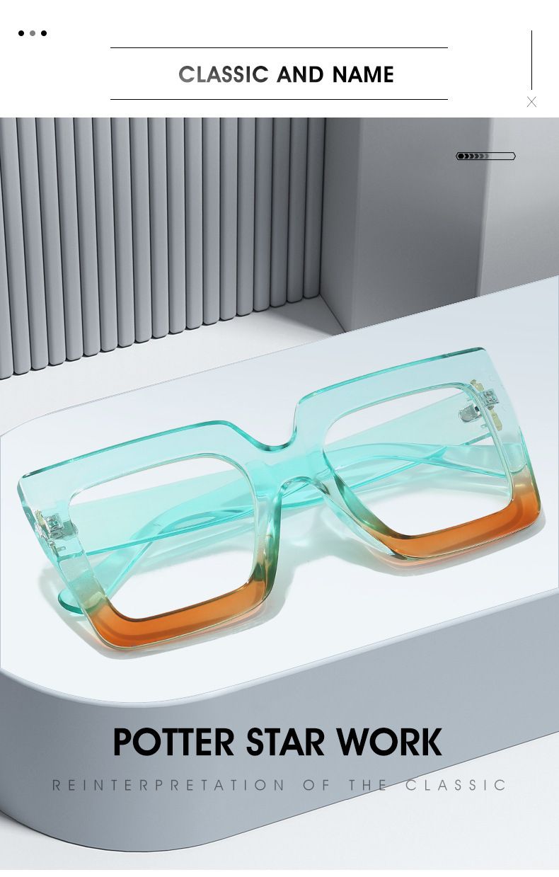New Large Anti Blue Light For Women, Fashionable Computer Goggles, Dual Color Transparent Square Glasses Frame_voghion.com