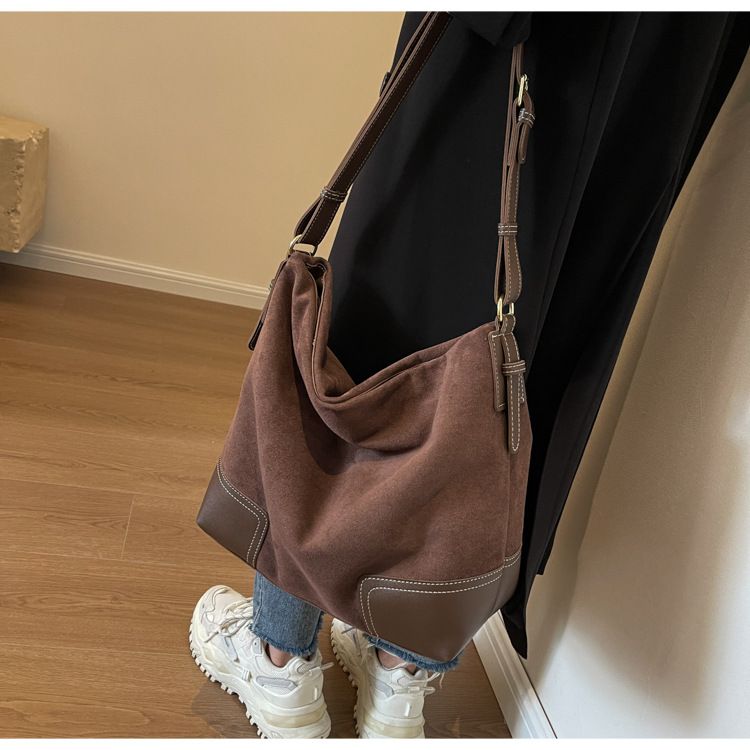 Borsa a tracolla singola in pelle scamosciata di alta qualità per donna 2024, nuova borsa alla moda e versatile con grande capacità per i pendolari_voghion.com