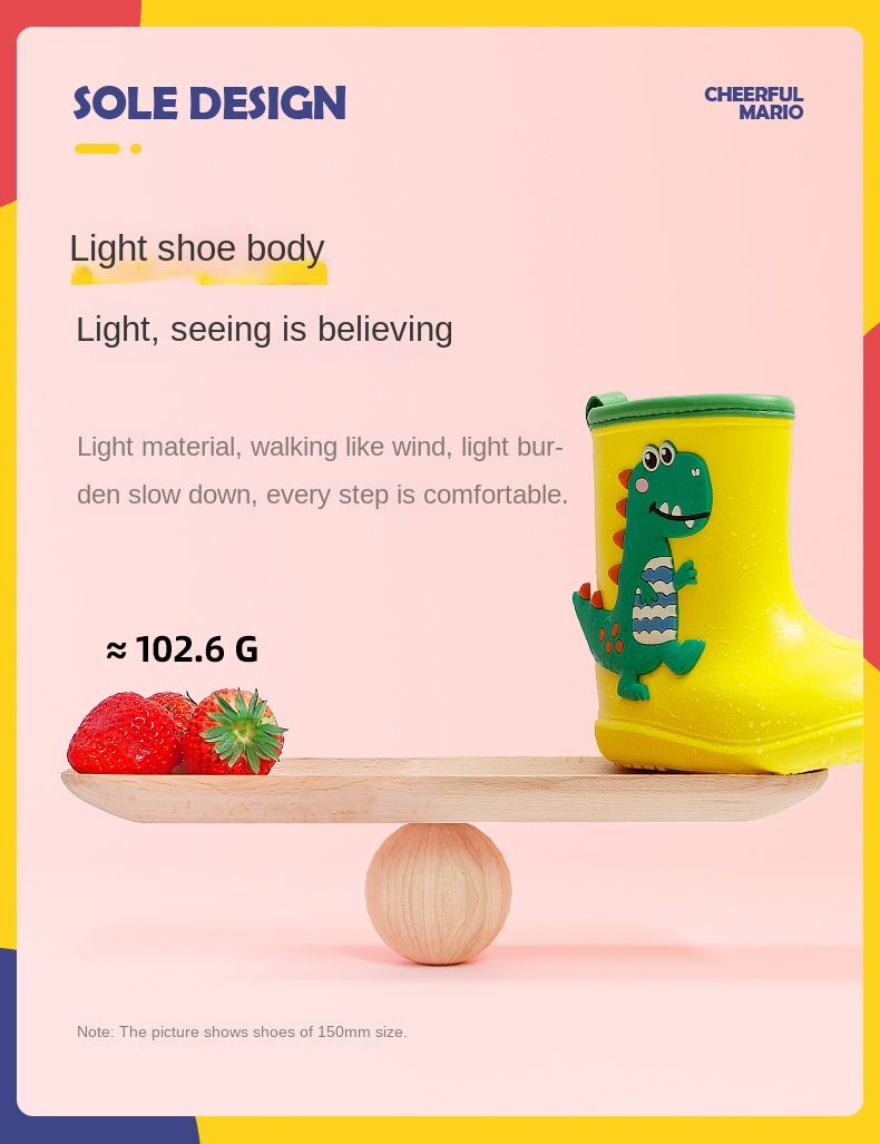 Botas infantis Bebê Meninos Menina EVA Antiderrapante Desenho Animado Dinossauro Chuva para Crianças Sapatos Impermeáveis Botas de Água menina_voghion.com