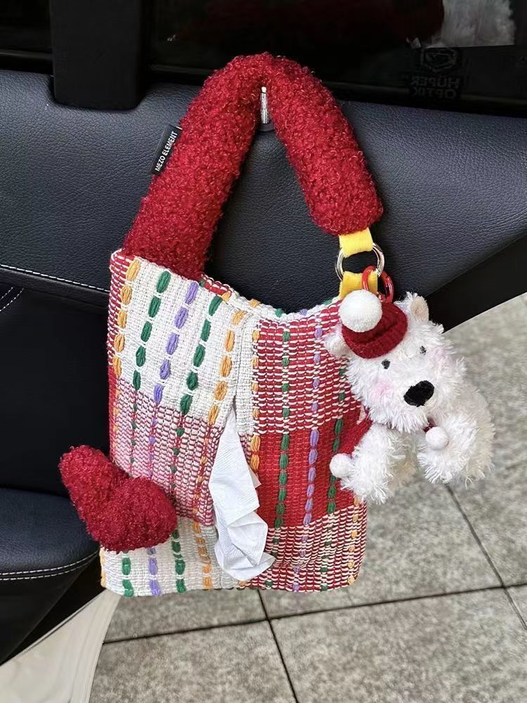 Bonita bolsa de pañuelos para perro, caja con cajón, decoración para el interior de una muñeca, regalo para un coche nuevo._voghion.com