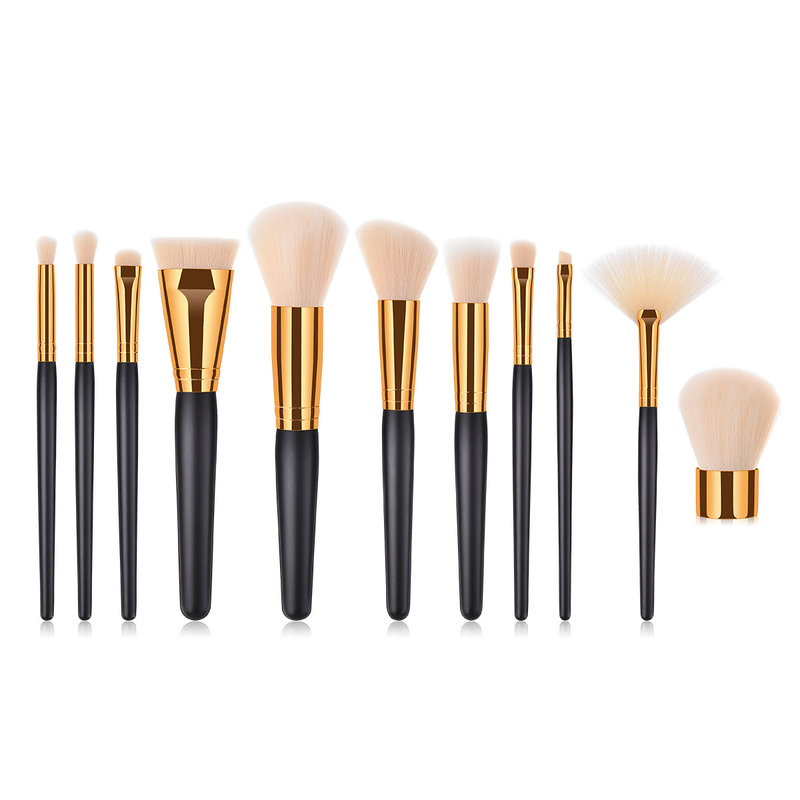 11 Stück Make-up-Pinsel, Beauty-Tools, loser Puderpinsel, Fächerpinsel, rosa und lila Reim-Set GUJHUI_voghion.com