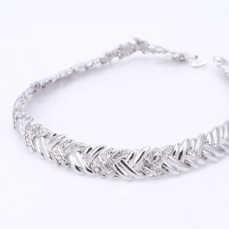 Dubai Silver Color Crystal Bridal Gift Nigerian Wedding Accessories Jewelry Sets statement Brand set_voghion.com