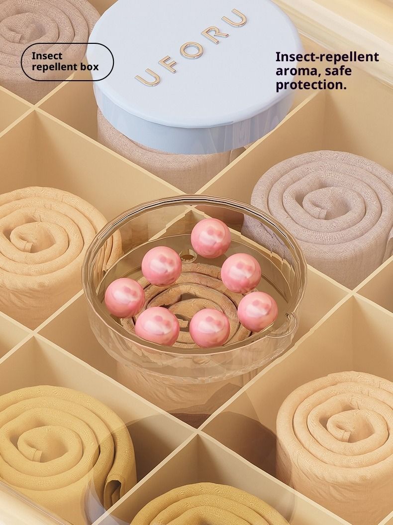 Boîte de rangement pour sous-vêtements Dopamine 3 en 1, armoire avec couvercle, anti-insectes, rangement de chaussettes empilables_voghion.com