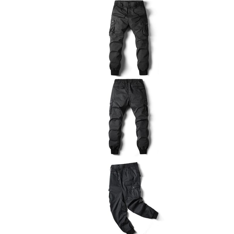Herrbyxor i trendig stil, överdimensionerade enfärgade leggings med flera fickor för ungdomar_voghion.com
