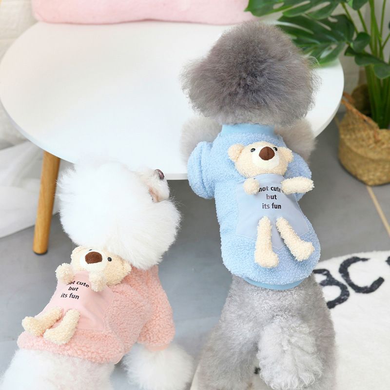 Huisdier hond herfst en winter nieuwe Teddy huisdier kleding, tweebenige jas, 21 rug teddybeer pluche jas_voghion.com