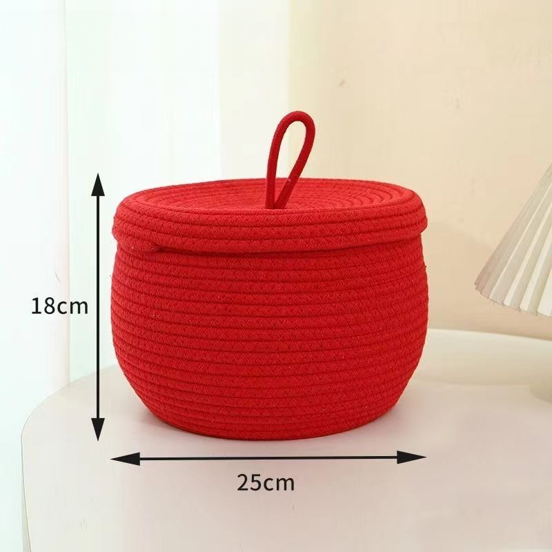 Scatola portaoggetti intrecciata da scrivania, rotonda con coperchio, per snack a base di uova, articoli vari fatti a mano, chiavi, organizzazione di cosmetici_voghion.com