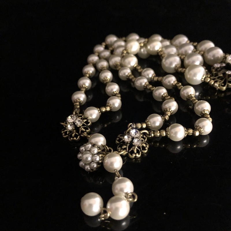 Nieuwe mode parel zirkoon bloem ketting oorbellen set hot selling dames sieraden parel trui ketting_voghion.com