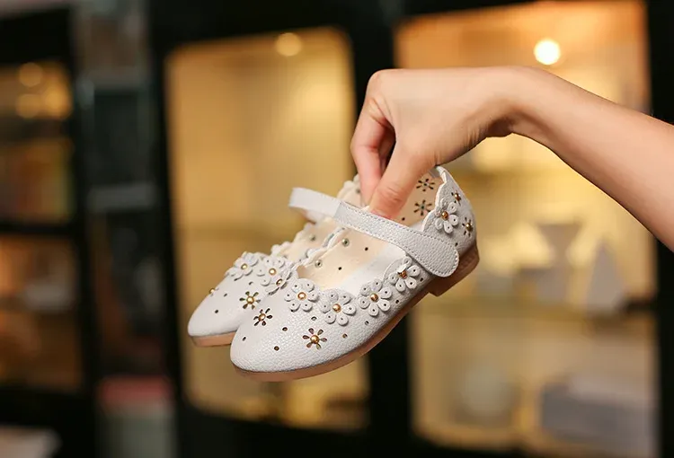 Bambini Bambino Bianco per Festa di Nozze Moda Principessa Scarpe in Pelle con Fondo Morbido Bambini Grandi Ragazze Fiore Appartamenti_voghion.com