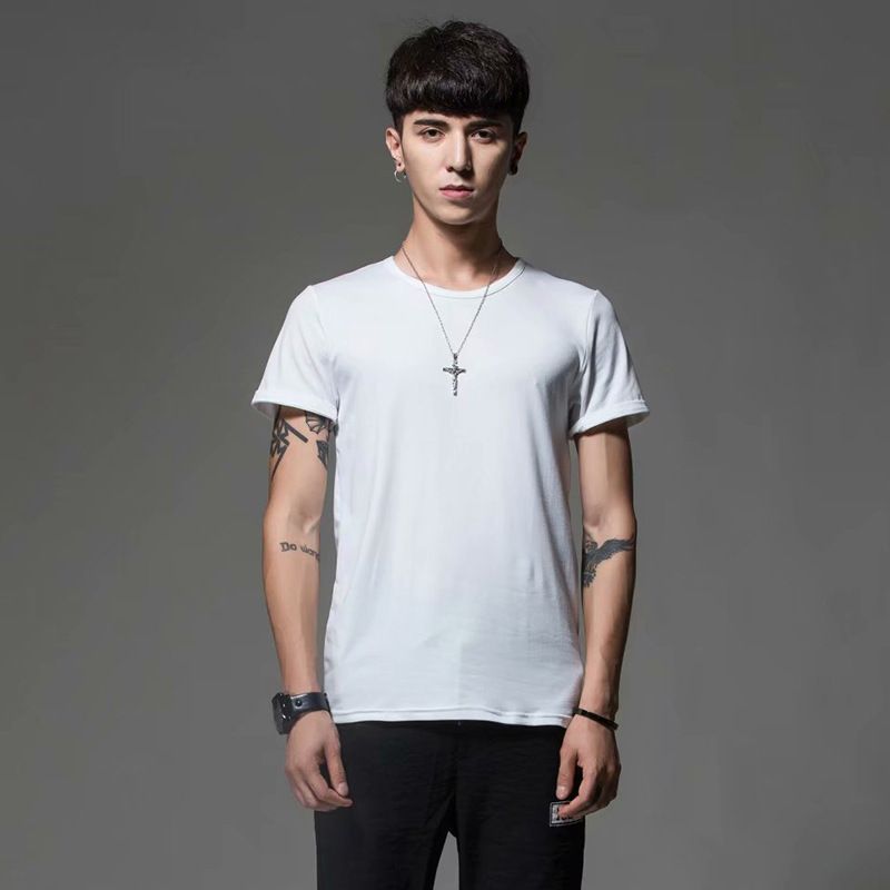 Maglietta a maniche corte a colori, estiva, casual, girocollo, corta, alla moda, con scollo a V, vestibilità aderente, per abbigliamento maschile_voghion.com