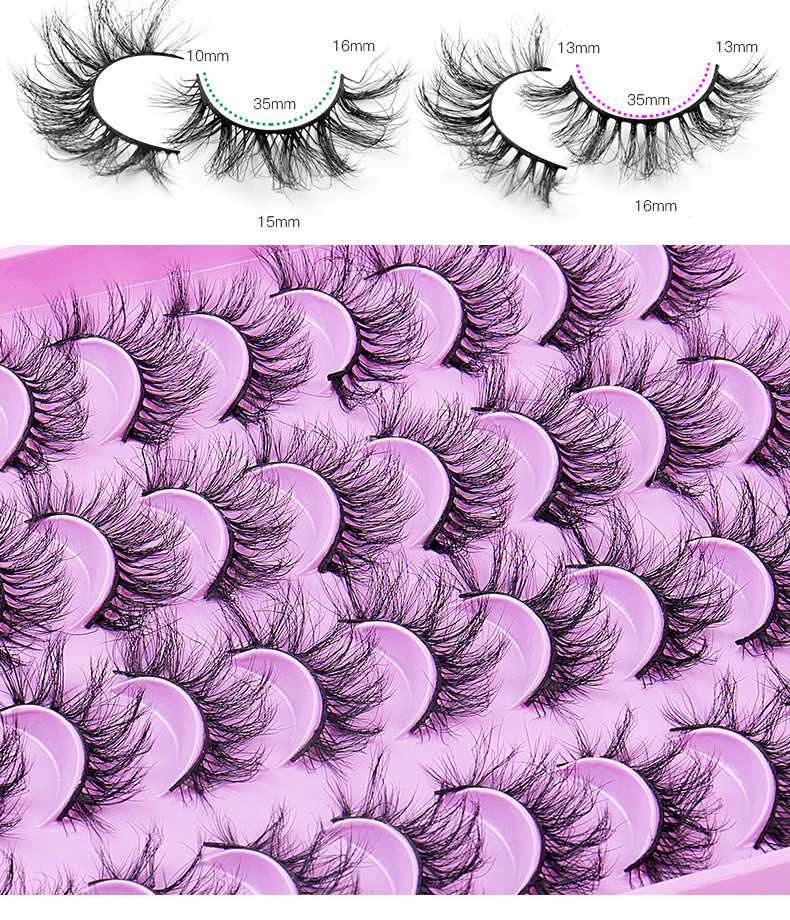 Vippeextensionssæt 20 par blandede falske øjenvipper Naturlige tykke minkvipper Daglig makeup-øjenvipper_voghion.com