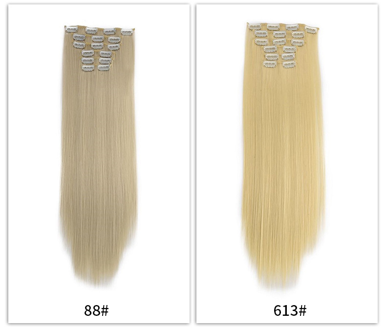 Set di capelli sintetici con toppe per parrucche lunghe e diritte. Parrucca diritta da 16 carte_voghion.com