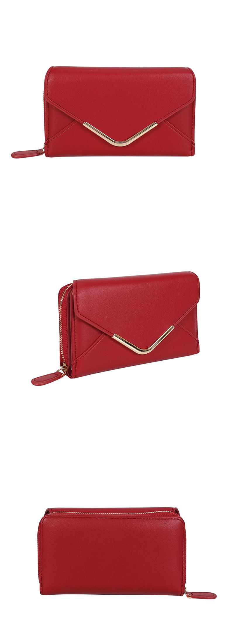 Münzbörsen und -halter, einfacher, hochwertiger, mittelgroßer Umschlag-Geldbörsenstil für Damen mit Reißverschluss und mehreren Kartenfächern, PU-Münzkartenhalter_voghion.com