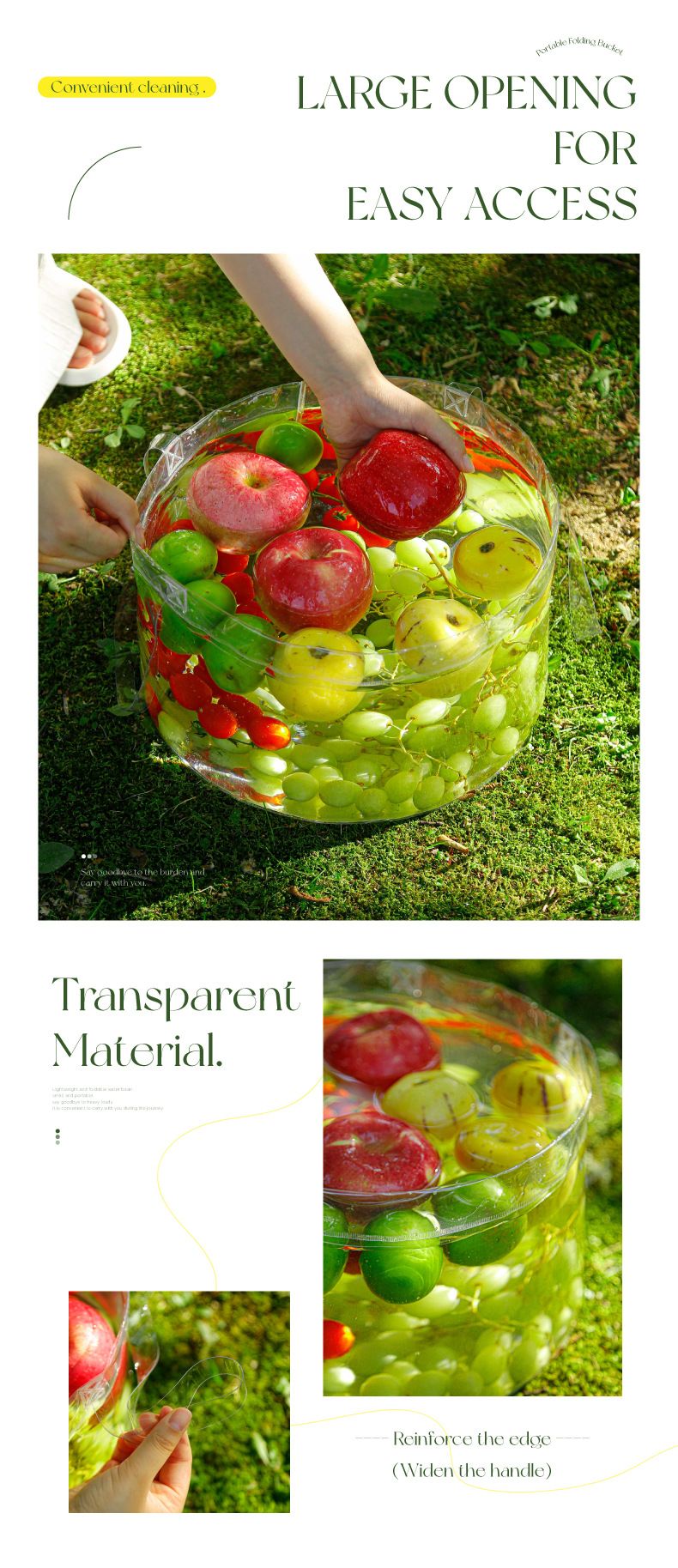 Collapsible Water Bucket For Camping - Large Capacity Portable Water Container With Handle_voghion.com