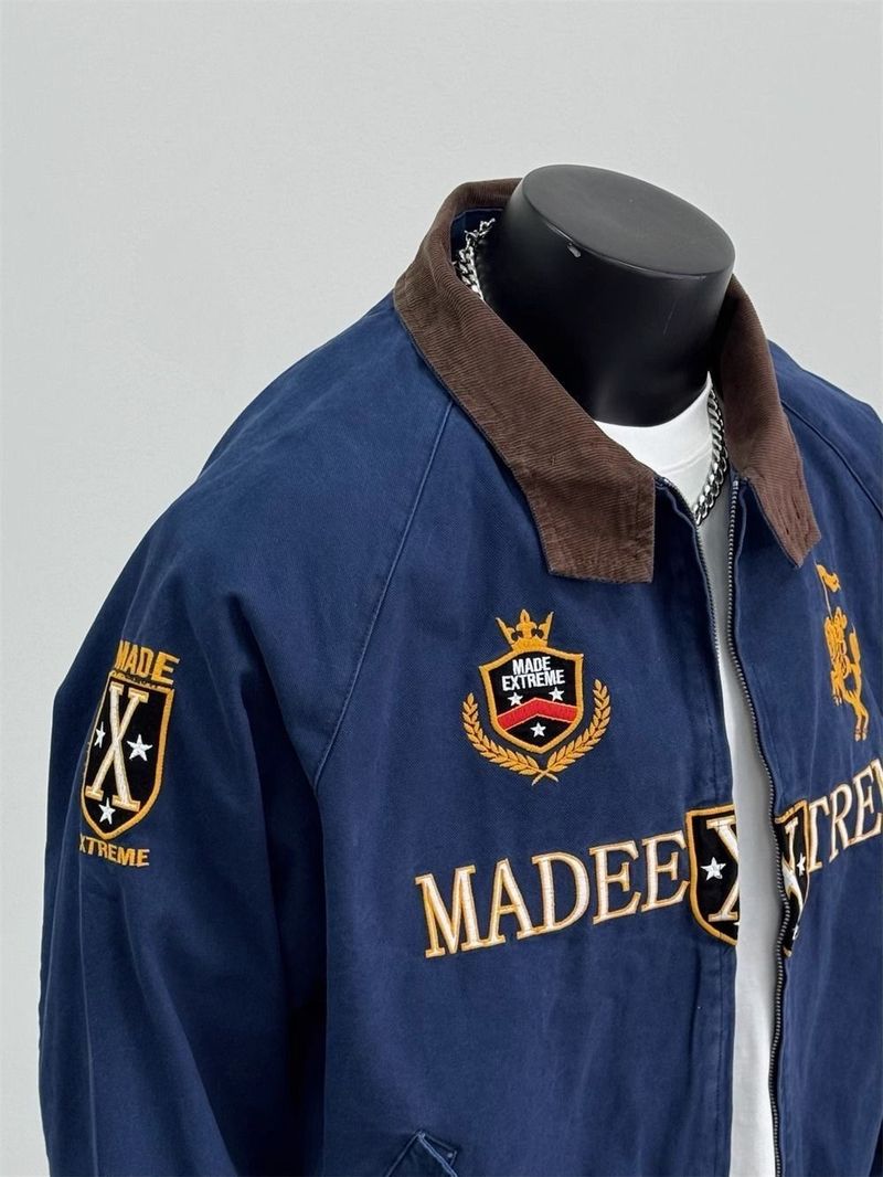Retro Harrington Jacket | Vintage-Inspired Bomber With Embroidered Detail | Streetwear Oversized Zip-Up Coat (Men & Women)_voghion.com