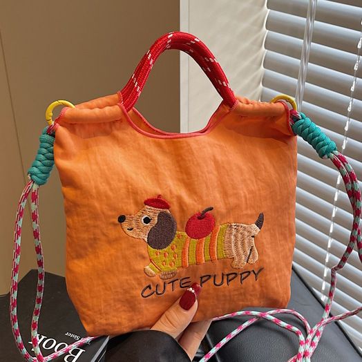 Bestickter süßer Dackel-Hundeeimer für Frauen 2025 Sommer Neue Telefon-Pendler-Schulter-Umhängetasche_voghion.com