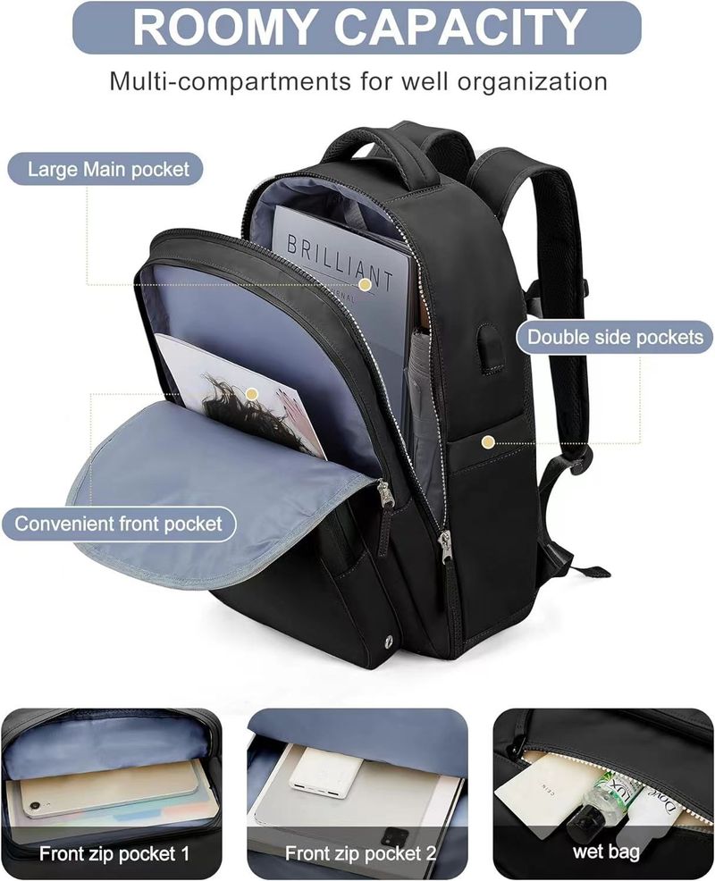 Happypeople Leichter Reiserucksack mit großer Kapazität, wasserdichter Unisex-Handgepäckrucksack mit Laptopfach, strapazierfähiges Oxford-Gewebe_voghion.com