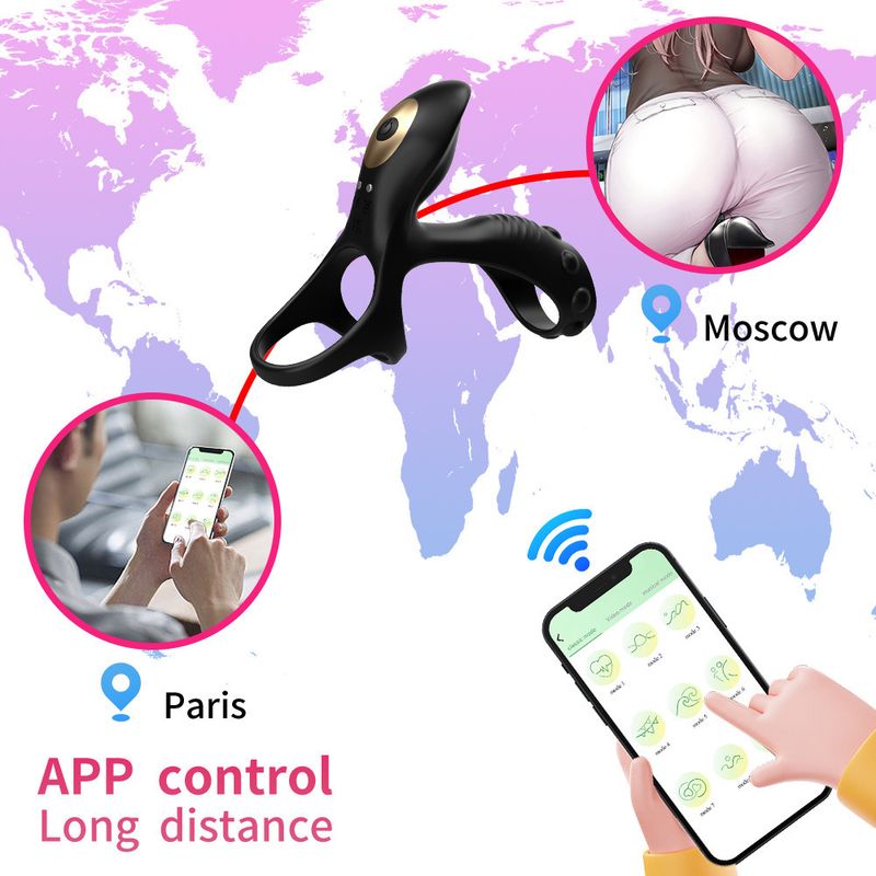 Anello per sperma Frank Lock, telecomando wireless con app, anello a tre anelli con doppia vibrazione, masturbatore maschile con risonanza del punto G e clitoride_voghion.com