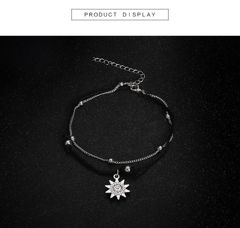 Female Bohemian Vacation Vintage Bracelet Anklet European Alloy Sun Multilayer Bead Chain Stacked Anklet_voghion.com