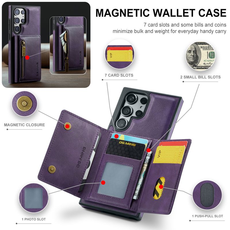 M5 per Samsung S22 Ultra custodia magnetica laterale in pelle per telefono S22 Ultra custodia protettiva portafoglio due in uno_voghion.com