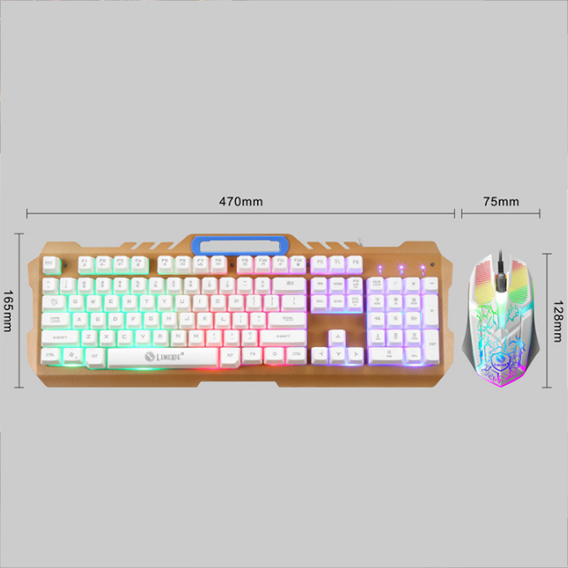 Set Mouse Gaming Tastatură T Tastatură mecanică cu fir Cu LED USB Gaming Mouse Iluminare din spate Tasta impermeabilă_voghion.com