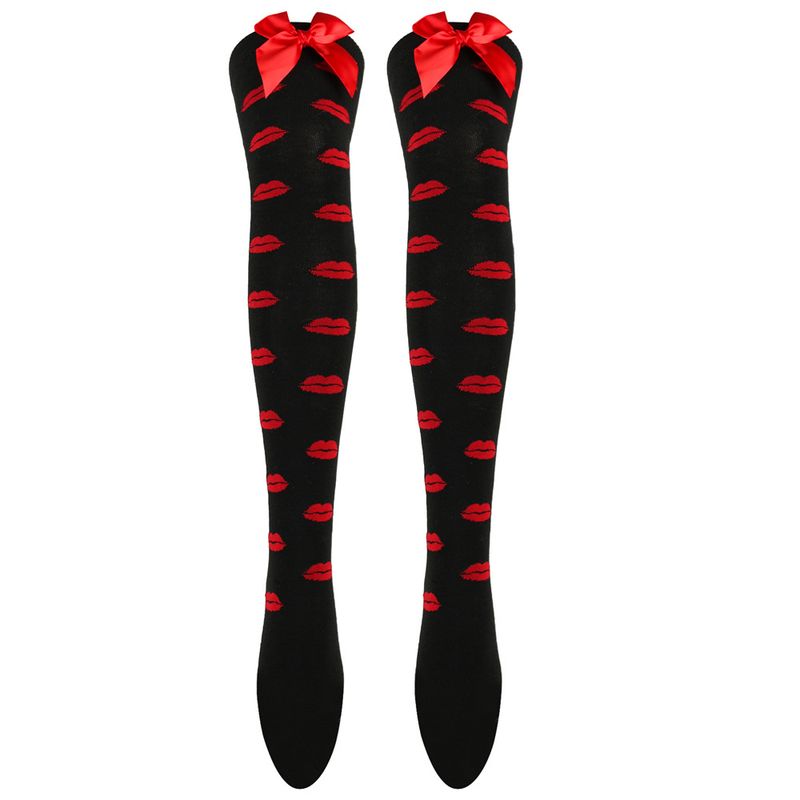 Le calze Red Lips Love per San Valentino saranno calze sopra il ginocchio e graziose calze con fiocco_voghion.com